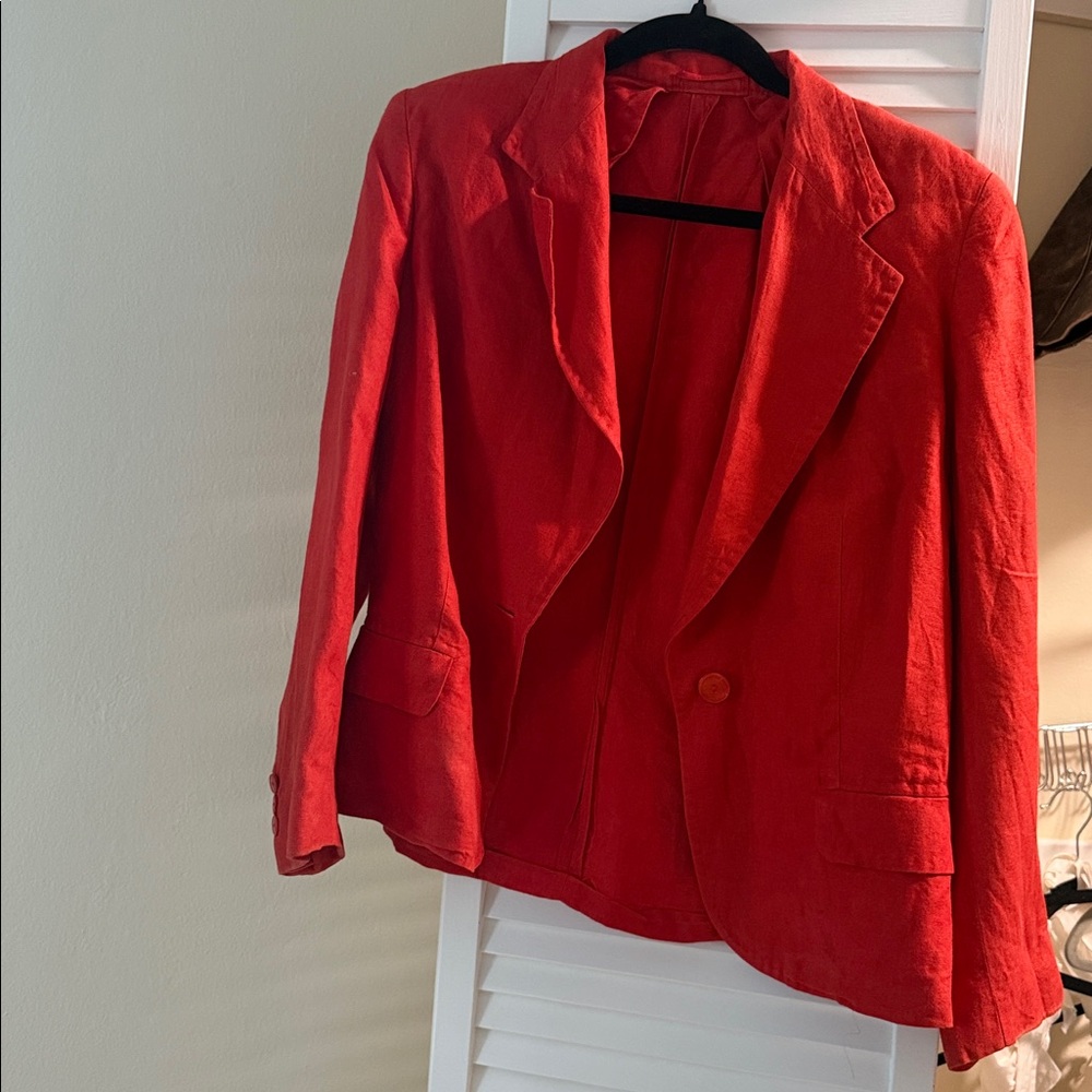 MaxMara 100% Linen Red / Burnt Orange Boemia Blazer